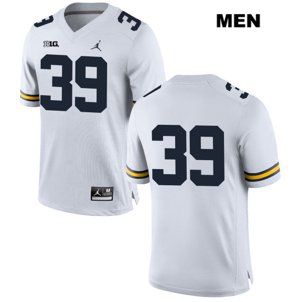 Men's NCAA Michigan Wolverines Alan Selzer #39 No Name White Jordan Brand Authentic Stitched Football College Jersey VM25Z54EY